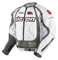 Icon White Suzuki Merc Stage 3 Jacket